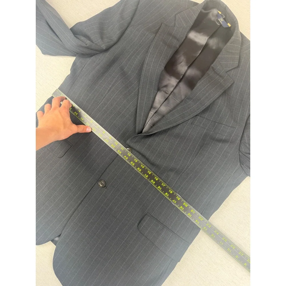 Brooks Brothers 346 Mens 46L Pinstripe Wool Stretch Blazer Charcoal‎ Grey